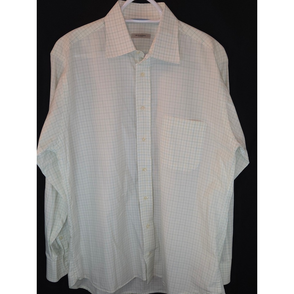 BURBERRY LONDON Men's White Gingham Check Long Sleeve Dress Shirt 16R USA‎